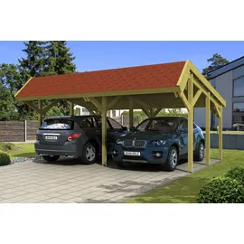 SKANHOLZ Doppelcarport Harz 6,24 x 5,60 m grün inkl. Pfostenanker
