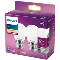 Philips LED-Lampe Classic Candle 4,3W E27 40W warmweiß 2 St.