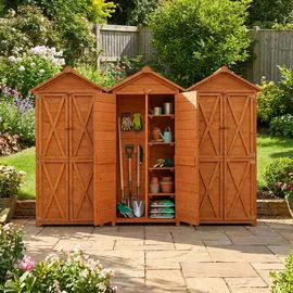 prestige home living outdoor Werkzeugschrank Holz 88 x 45,5 x 168 cm Braun