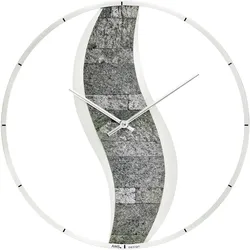 Wanduhr AMS "W9646", grau (anthrazit), Wanduhren, H: 5cm, Quarzuhr,Holz,Wohnzimmer,Esszimmer,Küche,Arbeitszimmer,Büro,Ø40cm