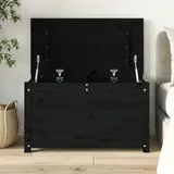 CIADAZ Truhe Schwarz 80x40x45,5 cm Massivholz Kiefer Sitzbank Mit Stauraum, Wäschetruhe, Spielzeugkiste, Aufbewahrungstruhe, Aufbewahrung, Jugendzimmer Möbel, Truhenbank Mit Stauraum - 823538