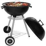 SunJas Holzkohlegrill CA-20 Neu, BBQ Kugelgrill XXL Standgrill Grillwagen Rundgrill kohlegrill schwarz