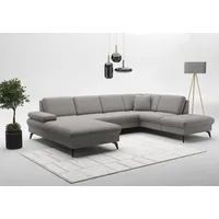sit&more Wohnlandschaft SIT & MORE "Morris Jubi U-Form, B: 300 cm", grau, B:300cm H:83cm T:202cm, 100% Polyester, Sofas, Wohnlandschaft, mit Armteilfunktion & 1 Zierkissen, optional Bettfunktion