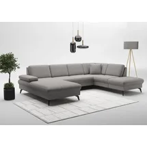 sit&more Wohnlandschaft SIT & MORE "Morris Jubi U-Form, B: 300 cm", grau, B:300cm H:83cm T:202cm, 100% Polyester, Sofas, Wohnlandschaft, mit Armteilfunktion & 1 Zierkissen, optional Bettfunktion