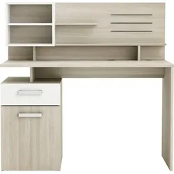 Schreibtisch DEMEYERE GROUP, shannon eich, perle weiß, perle weiß, B:121,5cm H:119,6cm T:58,4cm, Tische, Schreibtisch mit Funktionalen Ausstattung