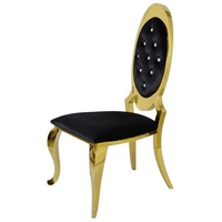 Barock Stuhl Victoria Gold schwarz mit Kristallen modern barock Polsterstuhl