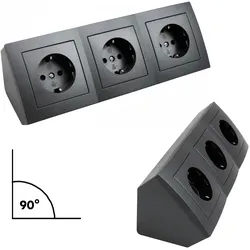 Steckdosenblock 3fach anthrazit - Winkelmontage - Ideal für Küche, Werkstatt und...
