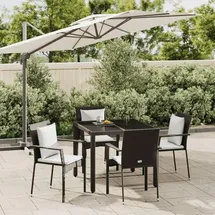 vidaXL Polyrattan Garten-Essgruppe 5-tlg. schwarz inkl. Kissen 3184976
