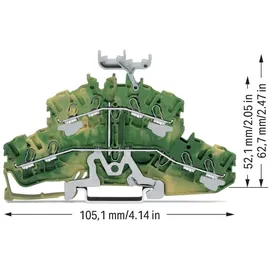 WAGO 2002-2437 Doppelstock-Schutzleiterklemme 5.20mm Zugfeder Belegung: PE Grün, Gelb