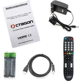 Octagon SF8008 UHD 4K Supreme Combo Receiver, Sat- Kabel- & DVB-T2 Receiver, & Schwarz