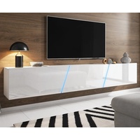 GuenstigEinrichten Lowboard Space (TV-Lowboard in weiß), Breite 240 cm, Hochglanz, inklusive Beleuchtung weiß