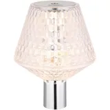 GLOBO Flaschenaufsatz Flaschenlampe Kristallleuchte Tischlampe LED Touchdimmer verchromt klar, warmweiß, DxH 12 x 15,5 cm