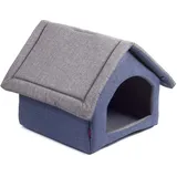 Elegant Hundehöhle, Hundehütte | Größe XL: 44 x 55 x 43 cm | Farbe: Grau und Blau | Hundehaus für mittlere und Große Hunde | Katzenhaus, Katzenhöhle