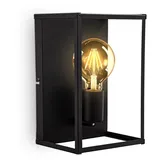 B.K.Licht Wandleuchte Vintage schwarz Metall Wandlampe Industrie Retro Draht E27 Käfig