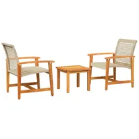 vidaXL 3-tlg Bistro-Set Beige Poly Rattan und Akazienholz