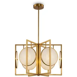 Höhenverstellbare Pendelleuchte in Gold - Maytoni Modern Serie, 6 E14 Leuchten, 40W, Natursteinplatten