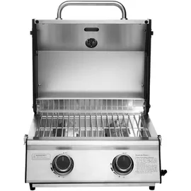 TAINO Platinum Compact Tischgrill Edelstahl + Gasdruckminderer und Abdeckhaube