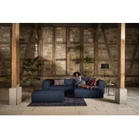 W.Schillig Eckcouch Leder 3-Sitzer Blau