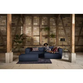 W.Schillig Eckcouch Leder 3-Sitzer Blau