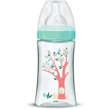Dodie Babyflasche Initiation+, Antikolik, 0-6 Monate, runder Sauger, 3 Geschwindigkeiten, Fluss 2, grün, Valentin, 270 ml