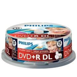 Philips DVD-Rohling Philips DVD Double Layer 240 min/8.5 GB 8x, Full printable, 25 Stück i