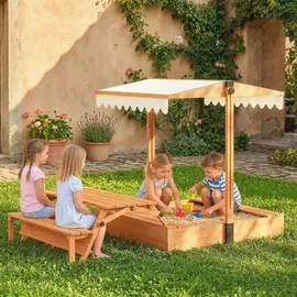 aiyaplay Sandkasten mit Dach 184 x 110 x 120 cm braun