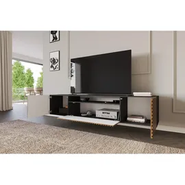 altdecor Zeno Lowboard 200 cm Schwarz/Eiche Wotan Holzwerkstoff