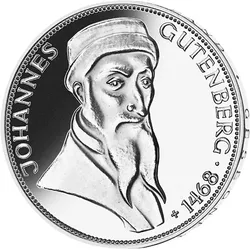 5 DM Silber-Gedenkmünze Johannes Gutenberg - "Polierte Platte" (PP)"