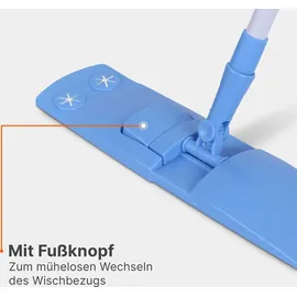 BestLivings Wischmopp mit Aluminiumstiel ausziehbar 80–130 cm Blau