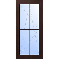 Balkontür "GEORG" 74 mm 3-fach Verglasung Kunststoff 4 Sprossenfelder Mahagoni holzähnlich innen öffnend DIN rechts