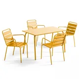 Oviala Palavas Gartenset Tisch rechteckig 5-tlg. mit Armlehnen Gelb