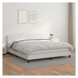 vidaXL Boxspringbett mit Matratze Weiß 160x200 cm Kunstleder