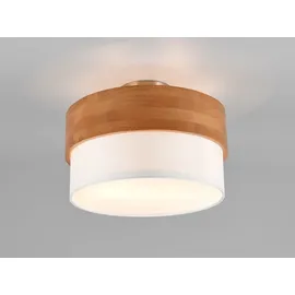 Trio Lighting Deckenleuchte Holz & Stoffschirm Ø 30cm - Hellbraun