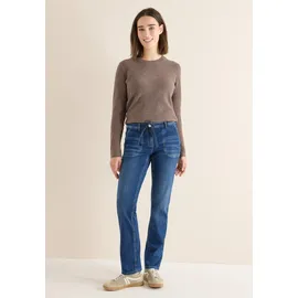 Cecil Comfort-fit-Jeans CECIL, Damen, Gr. 33, Länge 32, mid blau wash, Jeans, 77% Baumwolle, 20% Polyester, 3% Elasthan, unifarben, knöchellang, Jeans, Middle Waist