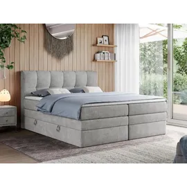 MKS Boxspringbett ALVIN KING 160/200 Hellgrau Struktur - H4