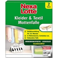 Nexa Lotte Kleider- & Textil-Mottenfalle, Insektizidfreie Klebefalle 2 Fallen, 1.5 x 12.0 x 14.0 cm