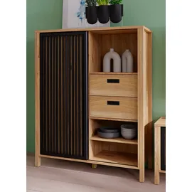 Forte Highboard 103,4 x 129,9 x 40,2 cm Mauvella Eiche / Schwarz