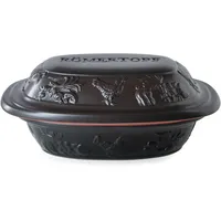 Römertopf Bräter RUSTICO für 1 Person - 1,2 Liter Schmortopf mit Deckel aus Keramik – Zum Schmoren, Braten und Dampfgaren - Backofengeeignet