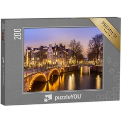 puzzleYOU Puzzle Abendliche Grachten in Amsterdam, Niederlande, 200 Puzzleteile, puzzleYOU-Kollektionen Amsterdam