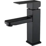 Schwarzer Waschtisch-Wasserhahn, schwarzer Badezimmer-Wasserhahn mit Kalt- und Warmwasser verfügbar, hochwertiger Edelstahl-Waschtischmischer,