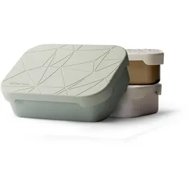 MAMEIDO Brotdose Edelstahl 1200 ml, mit flexiblem Trenner & Silikondeckel, Lunchbox Erwachsene, leichte Vesperbox Kinder, Brotbox Kinder mit Fächern (Desert Sage)
