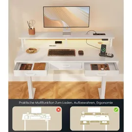 luxuskollektion Elektrischer Schreibtisch mit Schubladen, 120cm Höhenverstellbar