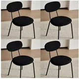LuxusKollektion Esszimmerstuhl Esszimmerstuhl 4er Set stapelbar gepolstert Schwarz 4er-Set schwarz