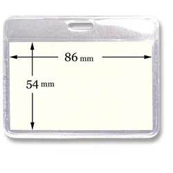 Ausweishülle / Kartenhalter  / Kunststoffhalter, für Namenschilder, horizontal tragbar, Langloch, Farbe: transparent - 50 Stück