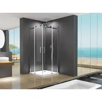 Buylando BuyLando.Shop Eckduschkabine Schiebesystem Lina 80x80x195cm ohne Duschtasse - Transparent/Silber