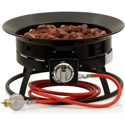 BBQ-Toro Feuerschale Gas Feuerstelle mit Lavasteinen, Ø 48 cm - 12 kW, Gasfeuerstelle schwarz
