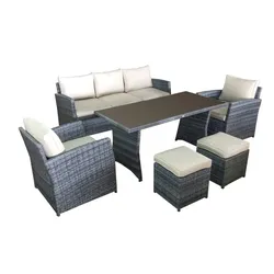 Gartenmöbel Loungemöbel Gartensitzgruppe Sitzmöbel Stuhl Tisch Sofa Sitzgruppe Essensgruppe Gartenlounge Havanna grau Gartenset Jet-Line