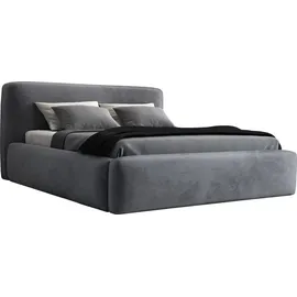 mebloland Polsterbett LUMO 120 x 200 mit Matratze und Bettkasten. Farbe: Grau - Grau