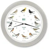 KOOKOO Funkwanduhr Singvögel (Funkquarzwerk) grau