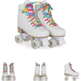 Byox Rollschuhe Donna weiß, PU-Rollen mit Glitzer, ABEC-5 Lager, Größe L (39-42)